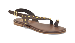 SANDALO INFRADITO IN VERA PELLE CAFFE TESTA DI MORO CON BORCHIE 